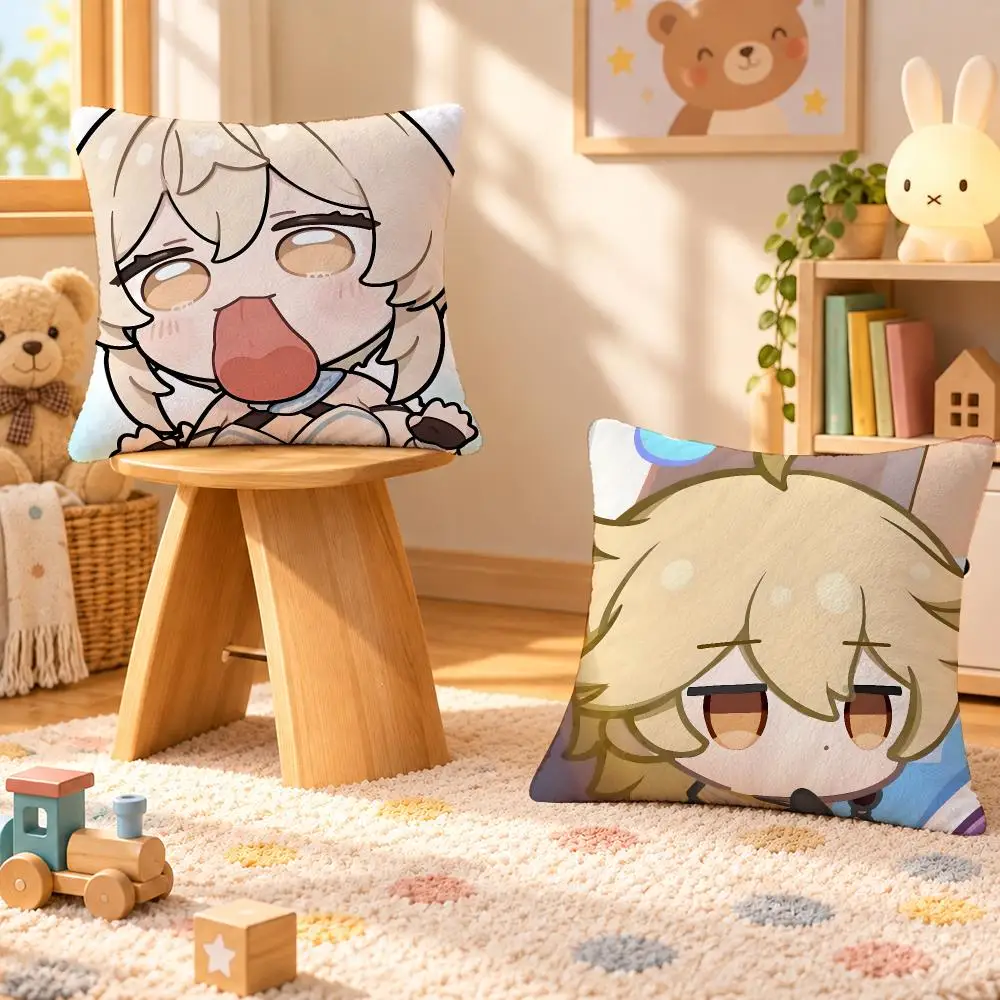 Game Genshin Impact Rpg Anime Cushion Cover Personalized Soft Plush Pillow Living Room Home Sofa Bedroom Office Car Cushion
