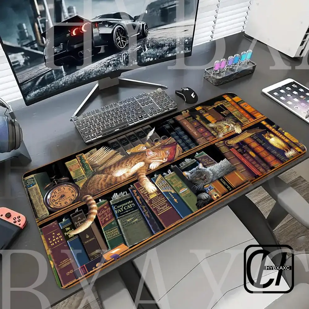 Wizard's Bookshelf Desk Mat Vintage Fantasy Bookcase MousePad Sorcerer's Library Mousepad Witchy Potion Shop HYBXAXC Cottagecore