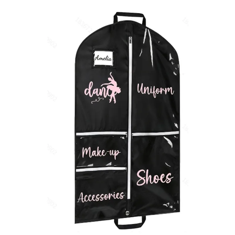 Dance Costume Garment Bag With Multiple Pockets For Dance Shoes Accessories Handheld Kids Performance Dress Storage Bag