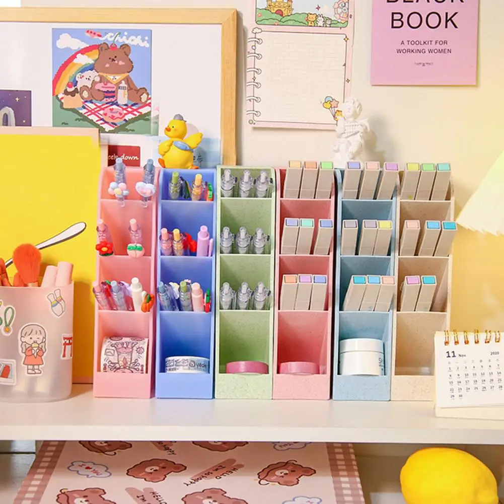 โต๊ะผู้ถือปากกาช่องเอียงเครื่องเขียนองค์กร Smooth Edge โรงเรียนสํานักงานดินสอแต่งหน้ากล่องเก็บอุปกรณ์หอพัก