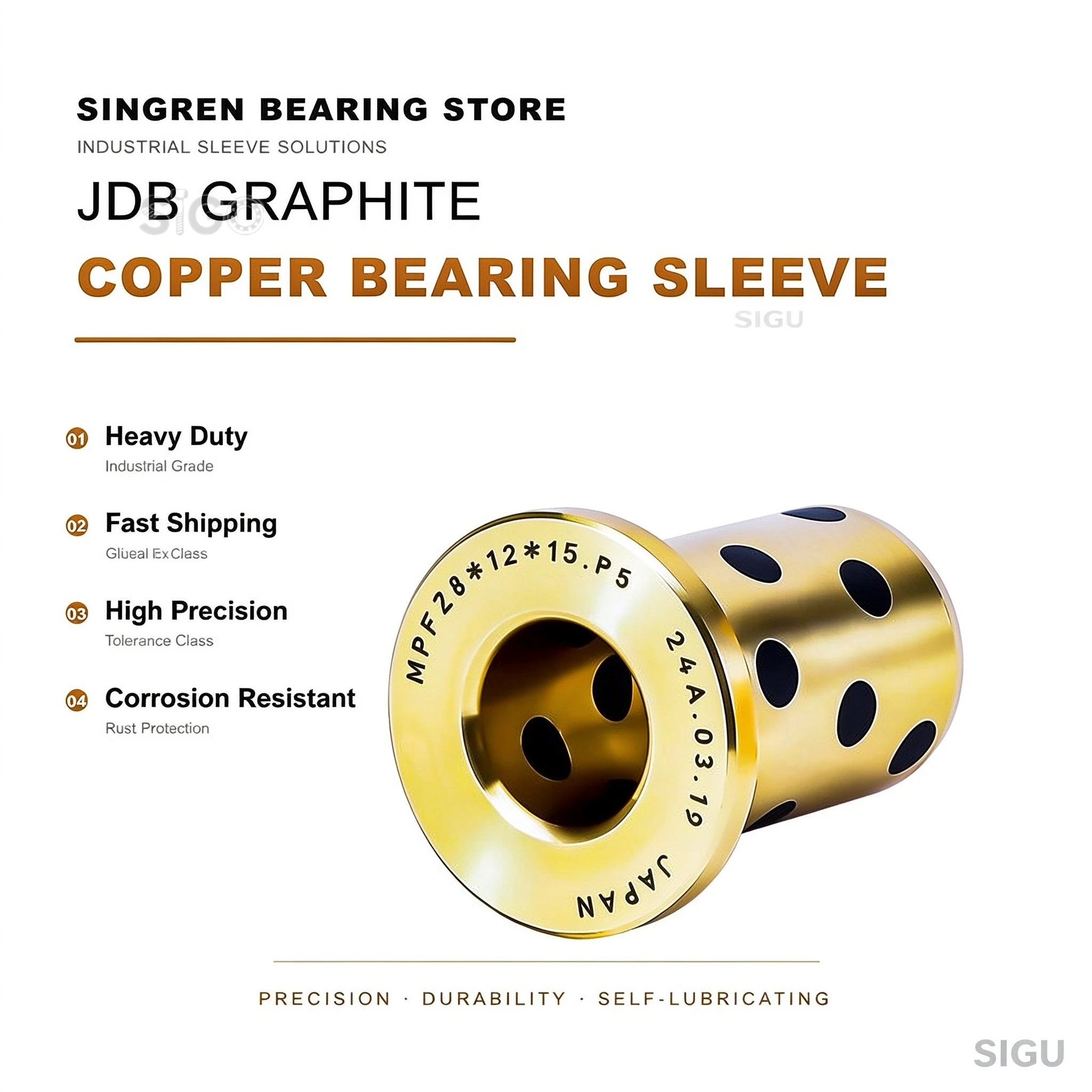 Oil-free Flanged JFB Bronze Graphite Sleeve JFB75*5/50*60*25/30/35/40/45/50/60/70/80 JFB80*5/55*65*40/50/60