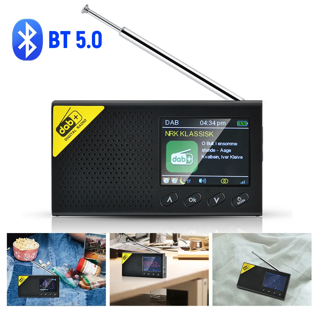 

Portable Digital Radio Bluetooth-compatible 5.0 Stereo DAB/FM receiver Home Using 2.4 Inch LCD Display Screen Stereo Output