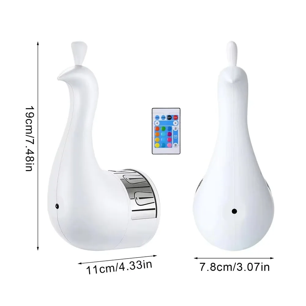 

Настенный светильник с изображением павлина, меняющий цвет, перезаряжаемый через USB, с регулируемой яркостью, сенсорная проекционная лампа с павлином, дистанционное управление, радужное освещение