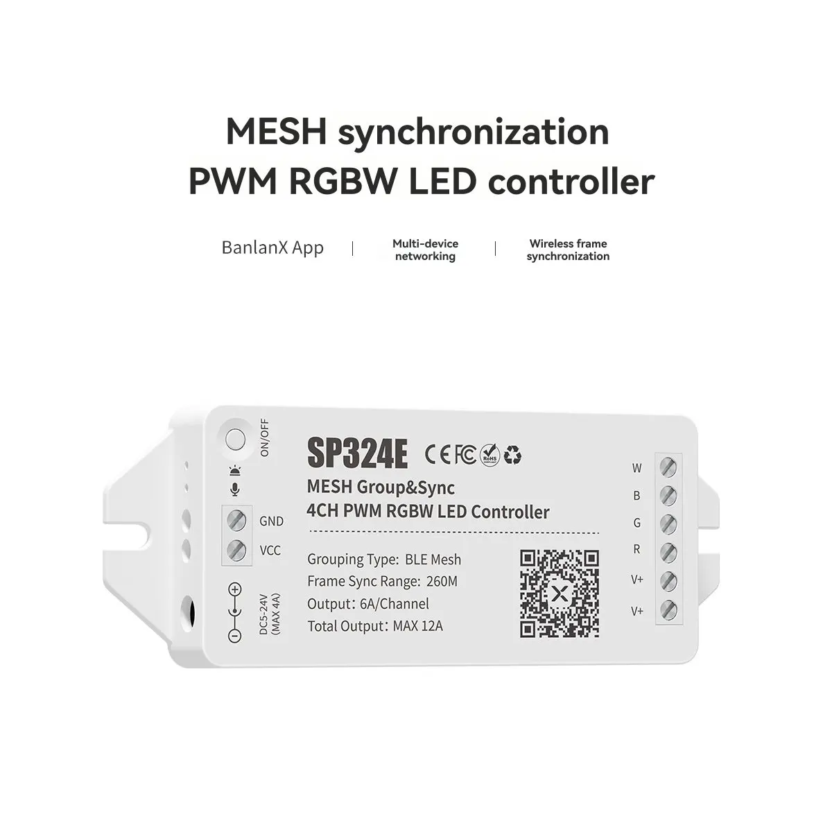 SP324E MESH Network Synchronous 4CH RGBW LED Controller, Long-Distance Lighting Effect Frame Synchronization, Wide Range