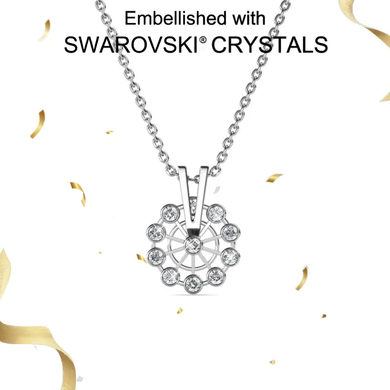 

Daisini стерлингового серебра 925 пробы, ожерелье с подвеской в виде кристаллов Сваровски, двухцветное колесо обозрения, ажурное для романтической любви, ювелирные изделия