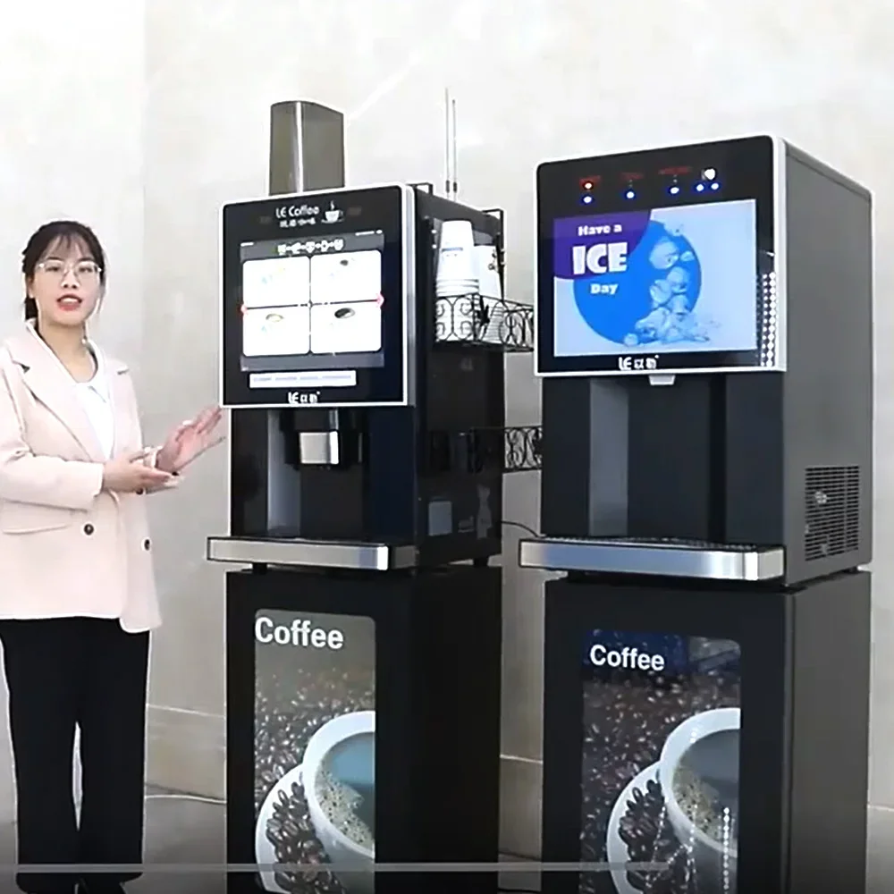 24-hour automatic coffee and tea vending machine &Daily Capacity 100kg Ice & Water Machine Countertop for Business