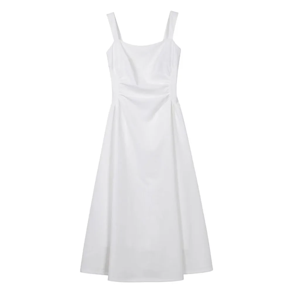 

Korean Style Long Camisole Tulip Dress A-line High Waist Quinceanera Dresses Sleeveless Thin Girl Slim Sling Dress Ladies