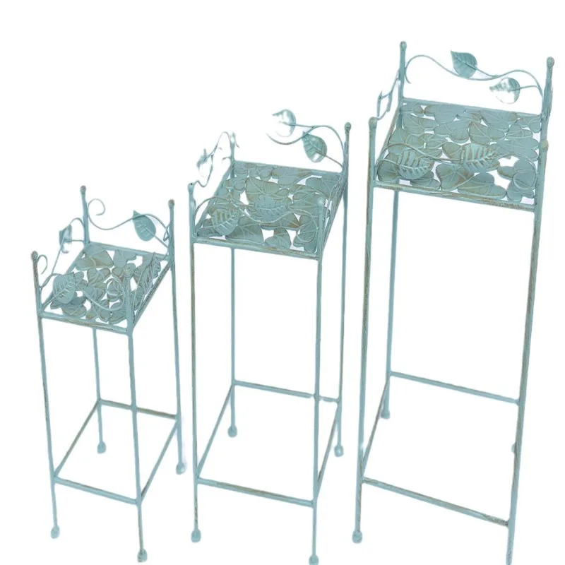 

Wrought iron flower stool three-piece garden gardening balcony level ladder