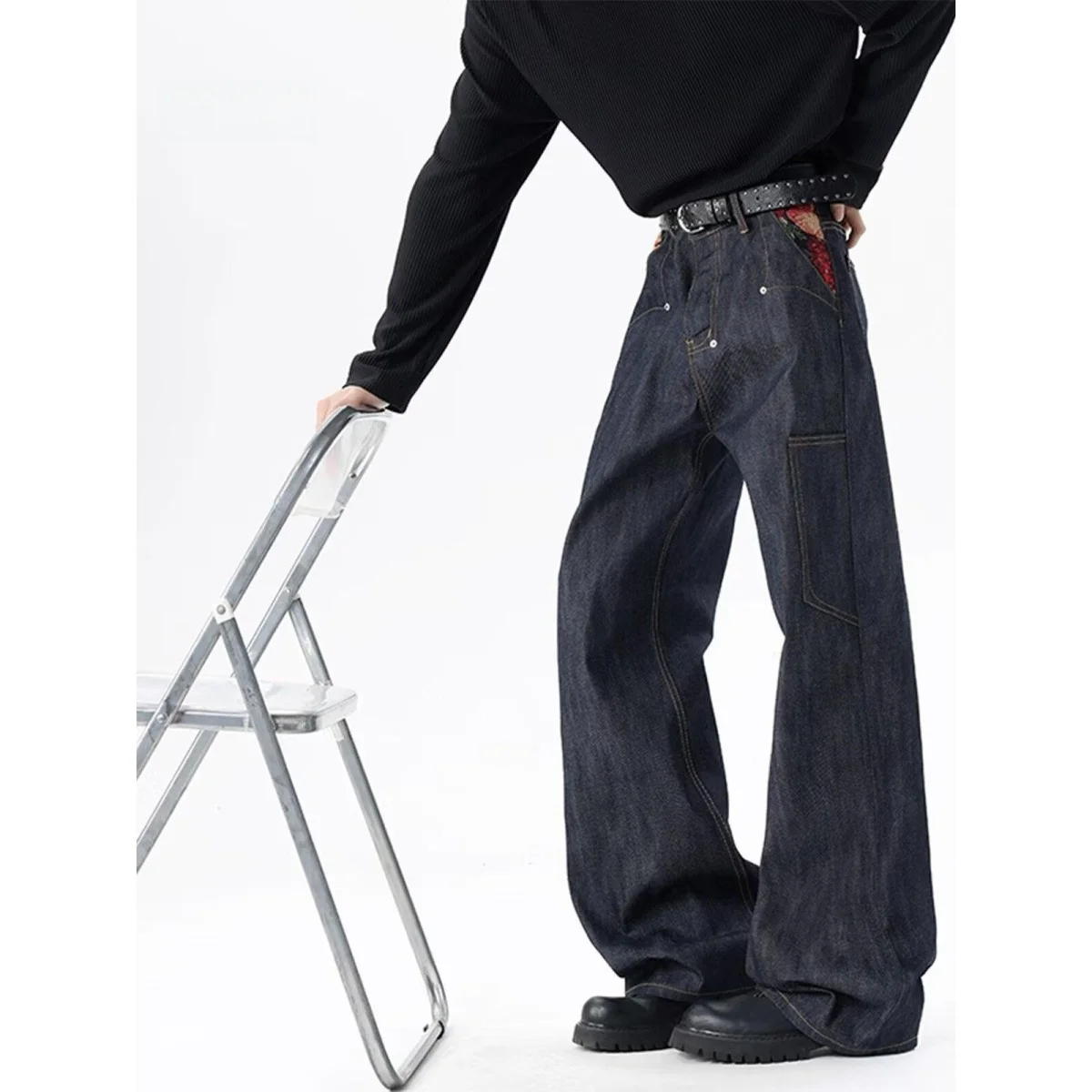 

Cleanfit American Sle, винтажные оригинальные джинсы с завышенной талией, женские прямые длинные брюки с вышивкой, широкие брюки, модные повседневные брюки...