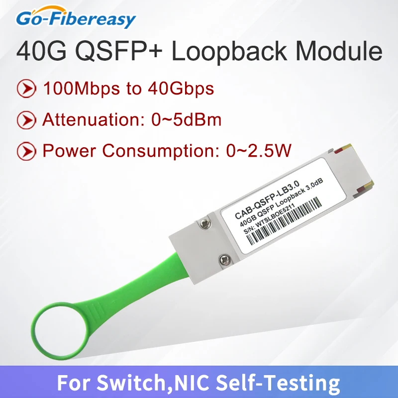 QSFP+ 40G Loopback Module QSFP-40G-LB0 Passive Loopback Testing Module QSFP+ Transceiver 0~5dBm 40Gbps QSFP+ loopback Adapter