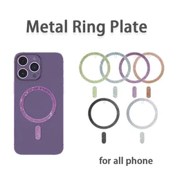 2pcs Ultra-thin Shiny Magnetic Plate for Magsafe Accessories Mobile Phone Magnet Metal Ring Sheet for iPhone Pro/Max/Plus Xiaomi