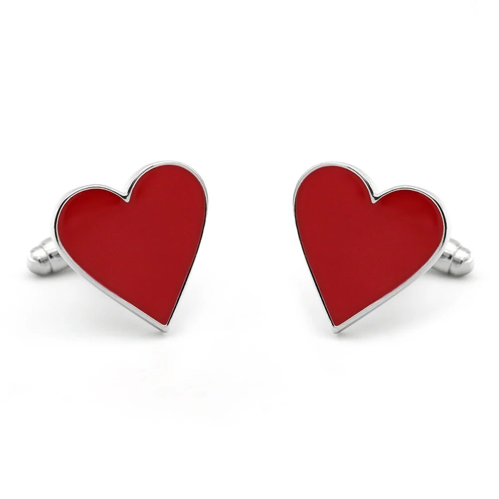 iGame Wedding Cuff Links Romantic Red Heart Design Quality Brass Material  