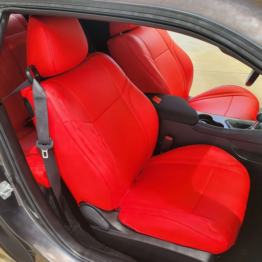 For 2008-2024 Dodge Challenger Custom Seat Covers 5 Seats Full Set Top Quality Sport Leather Automotive Interior Accessories