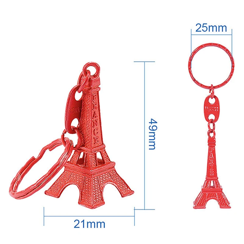 10Pcs Paris Retro Mini Eiffel Tower Key Ring Pendant Small Tower Key Ring Ornament Metal Alloy Key Ring