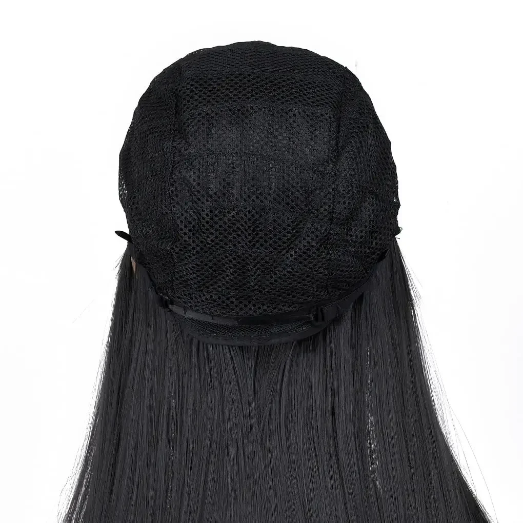 باروكة صناعية سوداء طويلة للنساء، باروكة مستقيمة مقاومة للحرارة، باروكات نسائية للحفلات التنكرية