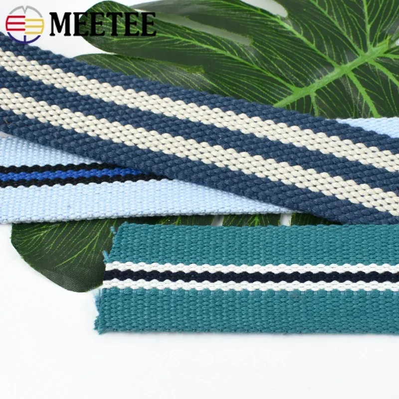 2/4/10M Meetee 38mm Polyester Cotton Webbing Bag Strap Stripe Ribbon Band Belt Backpack Luggage Tapes DIY Sewing Accessories