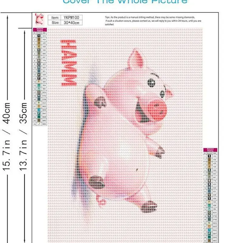 1PC Kit Lukisan Berlian 5D DIY, Lukisan Hewan Kartun Babi Merah Muda Lucu dan Bahagia dengan Teknik Full Drill, Seni Lukisan Permata Kristal Ukuran Besar 40x50CM