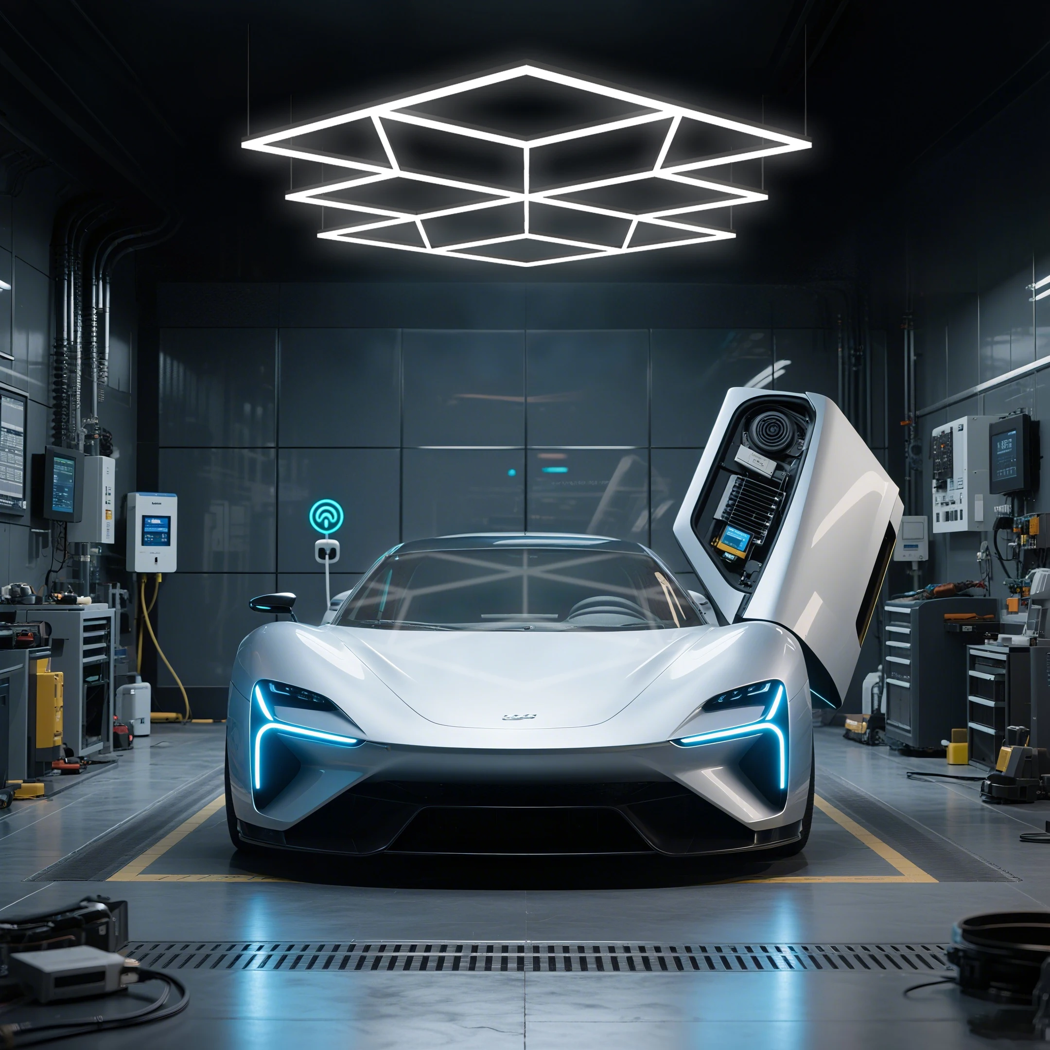 Waterproof Geometric Car Washing Light Dimmable 6500K LED Hexagon Lighting for Detailing Station and Car Wash Room Garage