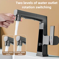 Digital Display Pulling Faucet Intelligent Temperature Sensor Brass Washbasin Taps Rotating Lifting Cold and Hot Water Mixer Tap