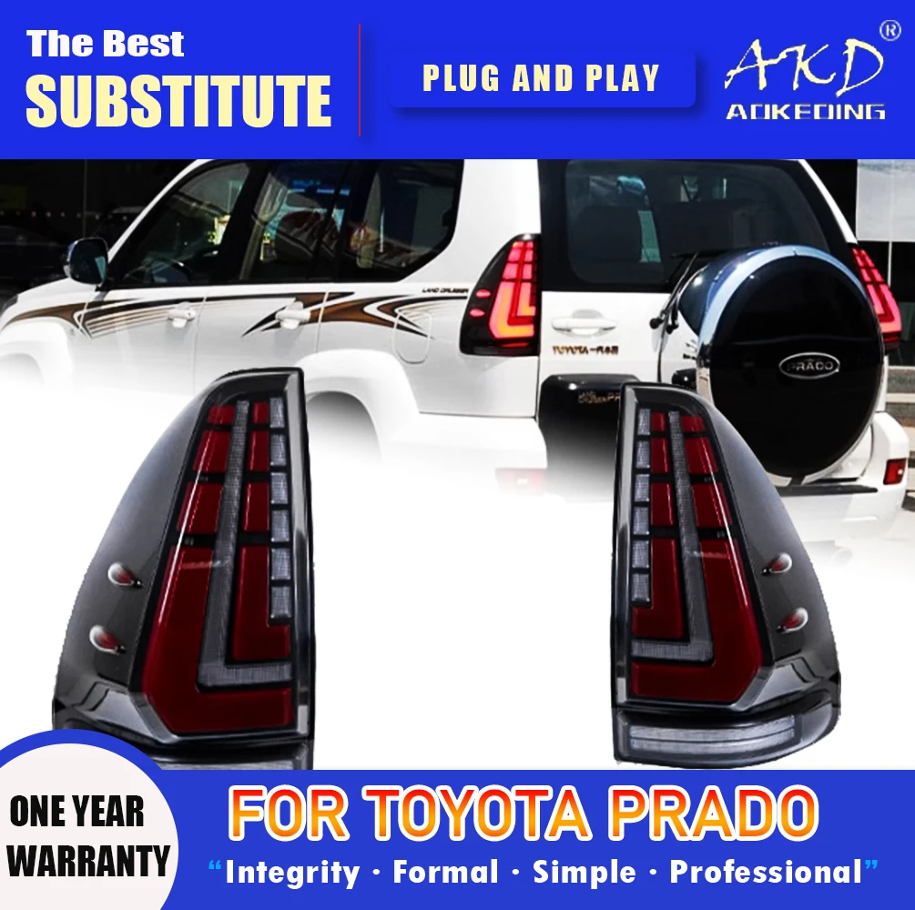 

Задний фонарь AKD для Toyota Prado, светодиодный задний фонарь 2003-2009 Prado, задний противотуманный тормозной сигнал поворота, автомобильные аксессуары