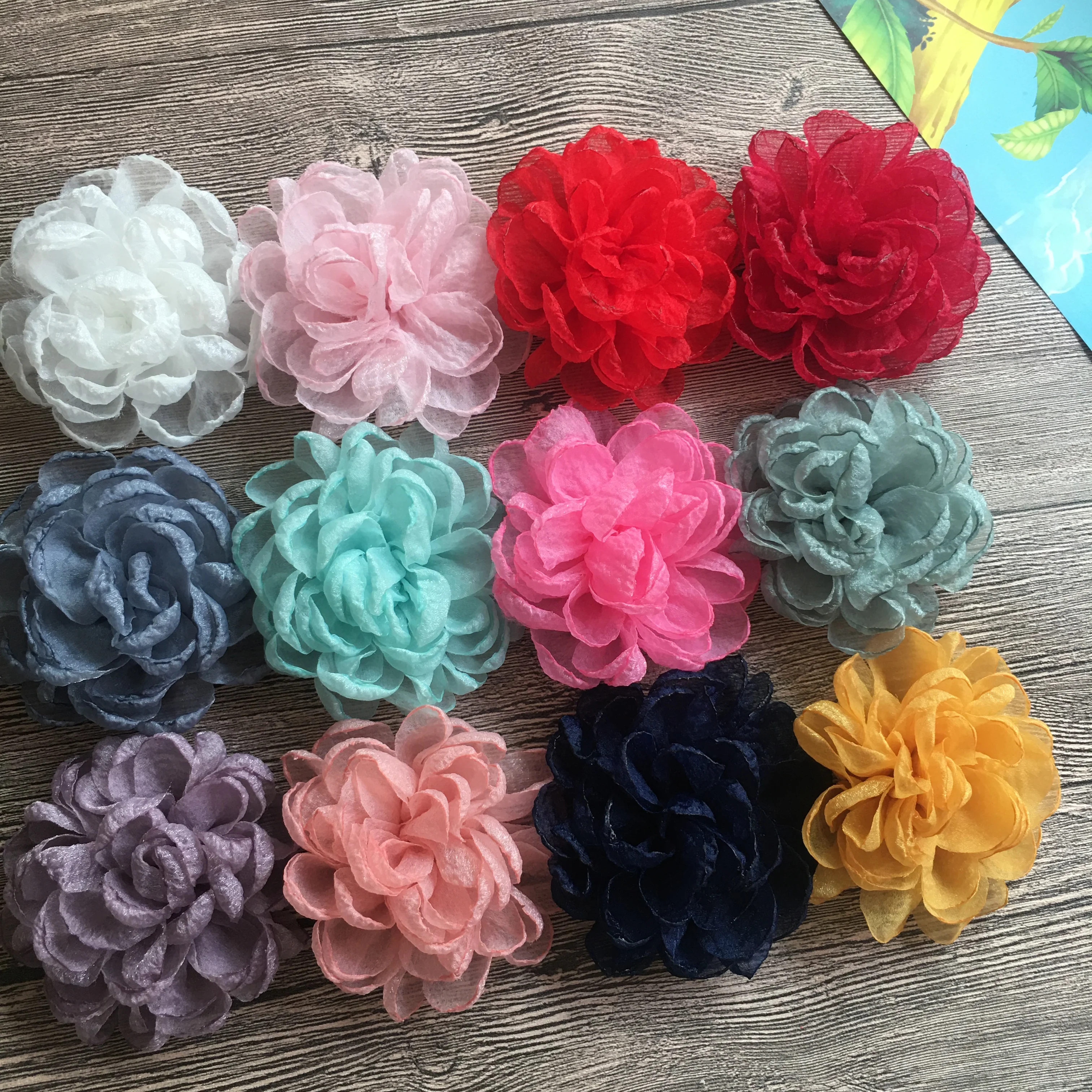 Bulk 10pcs 9.5-10.0cm Silk Burned Flower Accessories DIY Fabric Flowers For Wedding Brooches Home Hats Shoes Pets Decoration