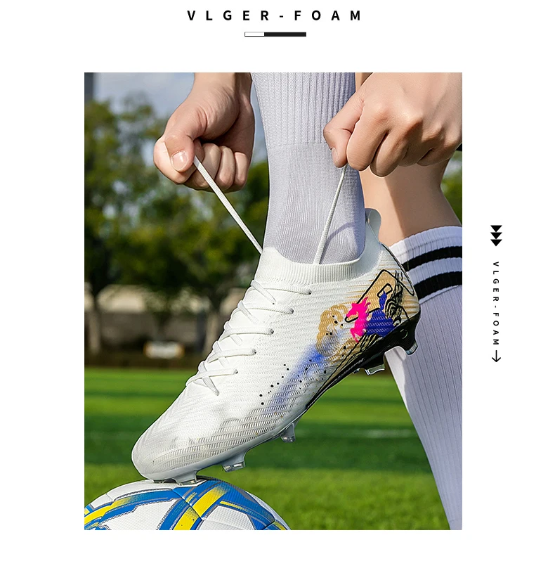 Neue Fußballschuhe für Herren, Trainingsschuhe, Fußballschuhe mit langen Stollen, ultraleichte Fußballschuhe FG, rutschfest, für den Außenbereich, Dropshipping. – Detail 12