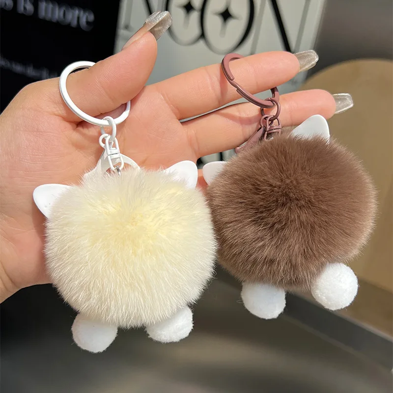 Playful Cartoon Kitty Doll Keychains Plush Cat Key Chain Cute Clown Keyring Pendant For Women Girls Schoolbag Car Trinket Gifts