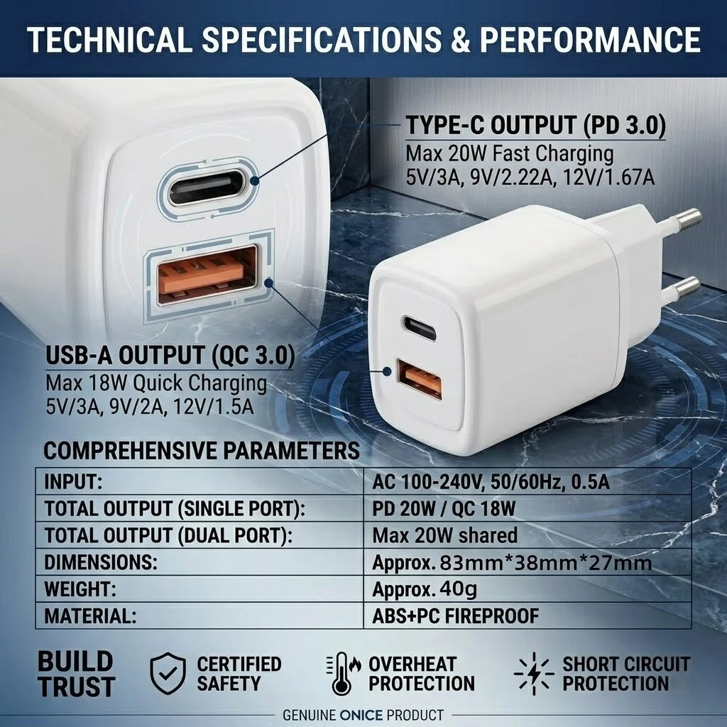 PD 20W USB-C Fast Charger Wall Power Adapter for iPhone 17 16 15 14 13 8 Samsung Galaxy S25 S24 Pixel Universal Portable Plug