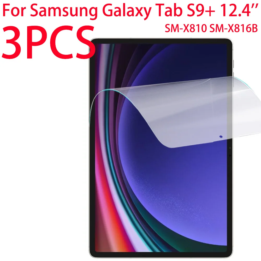 

3 Packs PET Soft Film Screen Protector For Samsung Galaxy Tab S9+ S9 Plus 12.4 inch WiFi 5G 2023 Tablet Protective Film SM-X810