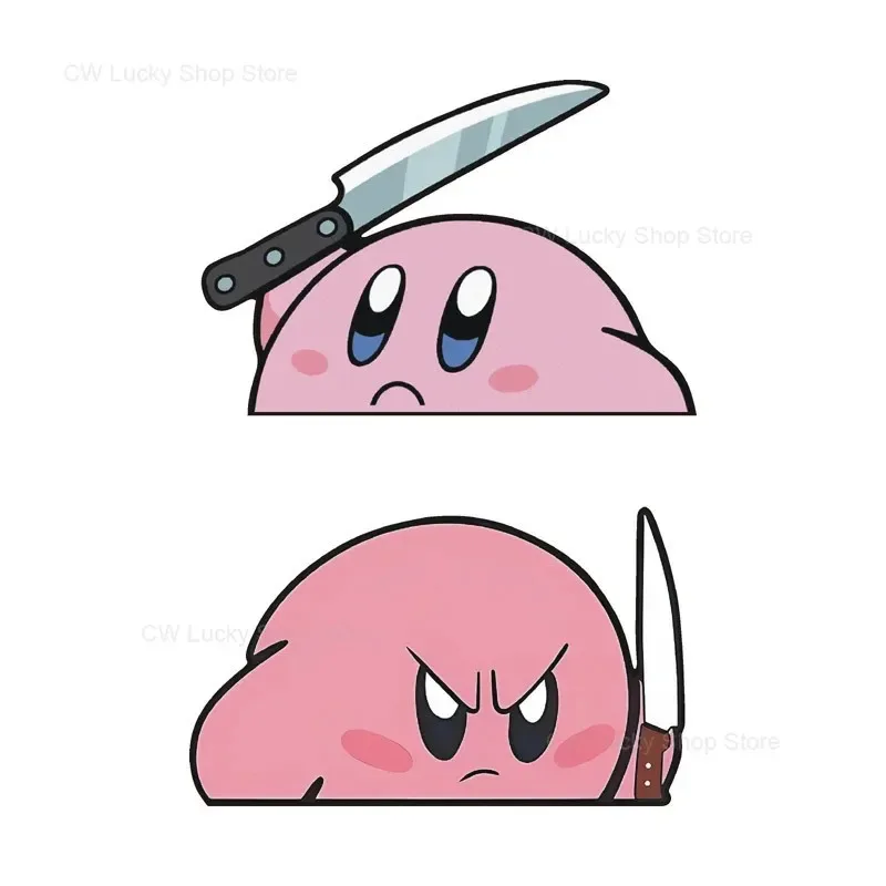 Kirby Cute Car Sticker Auto Anime Creative Door Body Scratch Cartoon Scratches Waterproof Stickers Car Decoration Accessories view 4