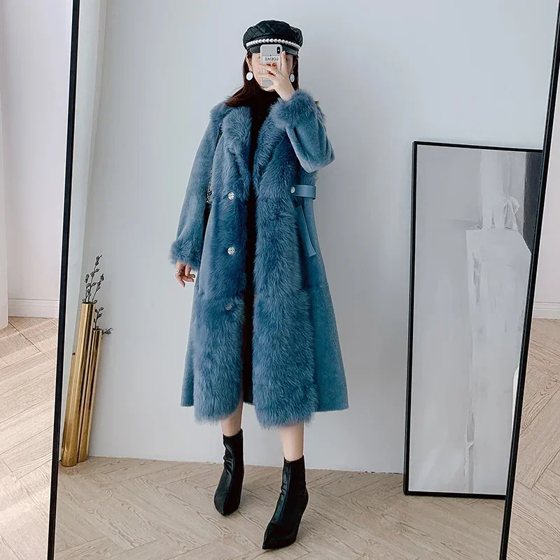 Natural Real Fur Coat Female Vintage 100% Wool Jacket Women Winter Clothes 2024 Korean Double Faced Fur Top Overcoat Hiver 1772