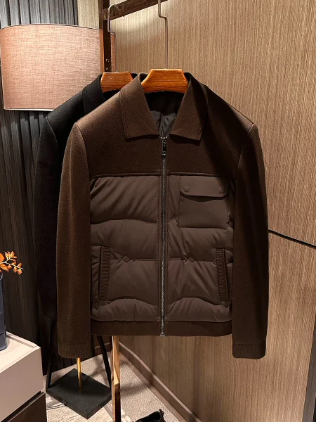 

Теплоизолированный вязаный лоскутный мужской простой универсальный сложенный воротник вниз Jaet Busin Casual Sle водонепроницаемый