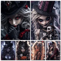 5D DIY Diamond Painting Cross Stitch Kit Gothic Girl Embroidery Mosaic Art Picture Full Round Square Rhinestones Home Decor