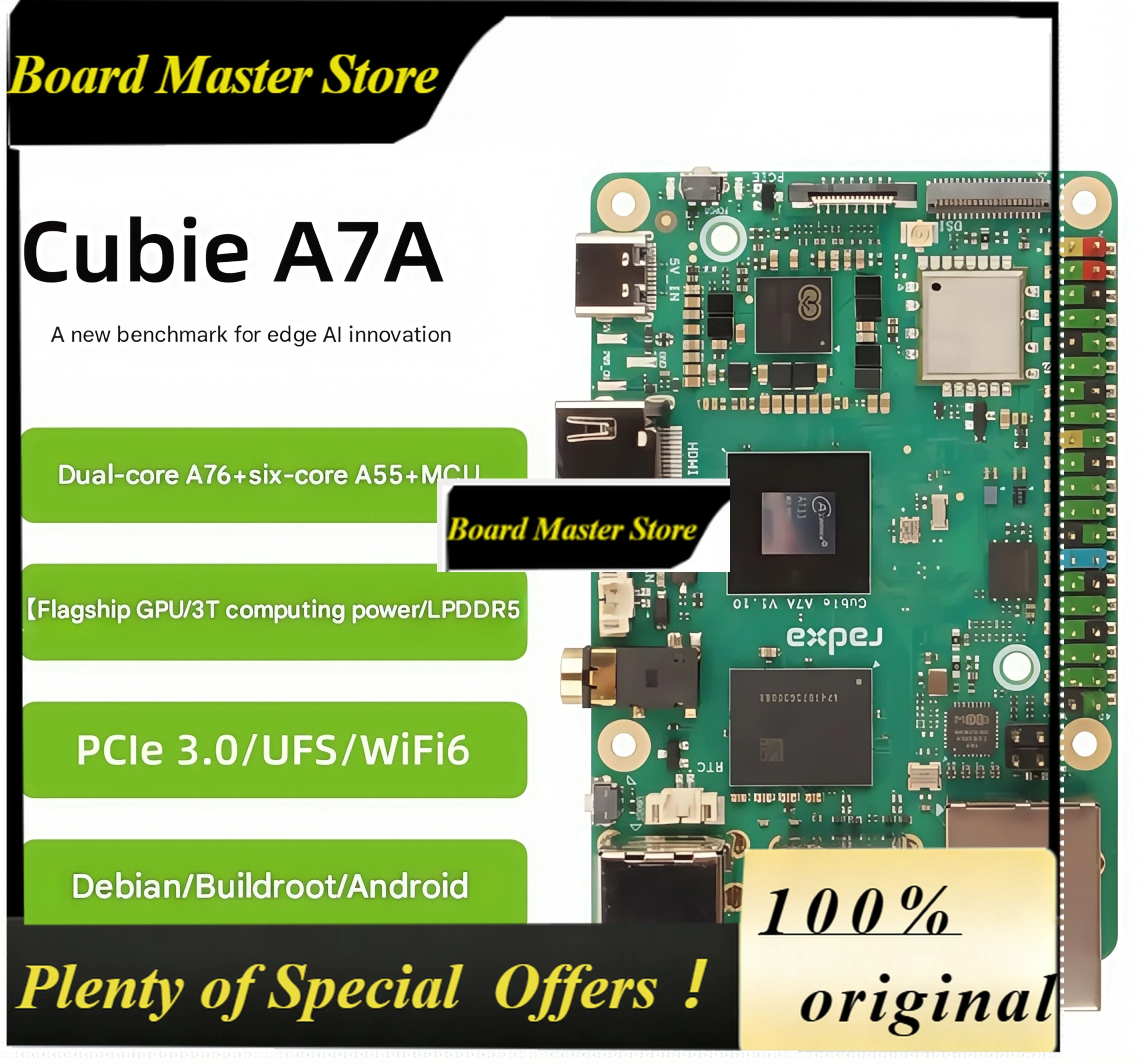 BoMaSRadxa Cubie A7A Allwinner Octa-Core SoC Development Board With 3TOPS AI Acceleration And RISC-V