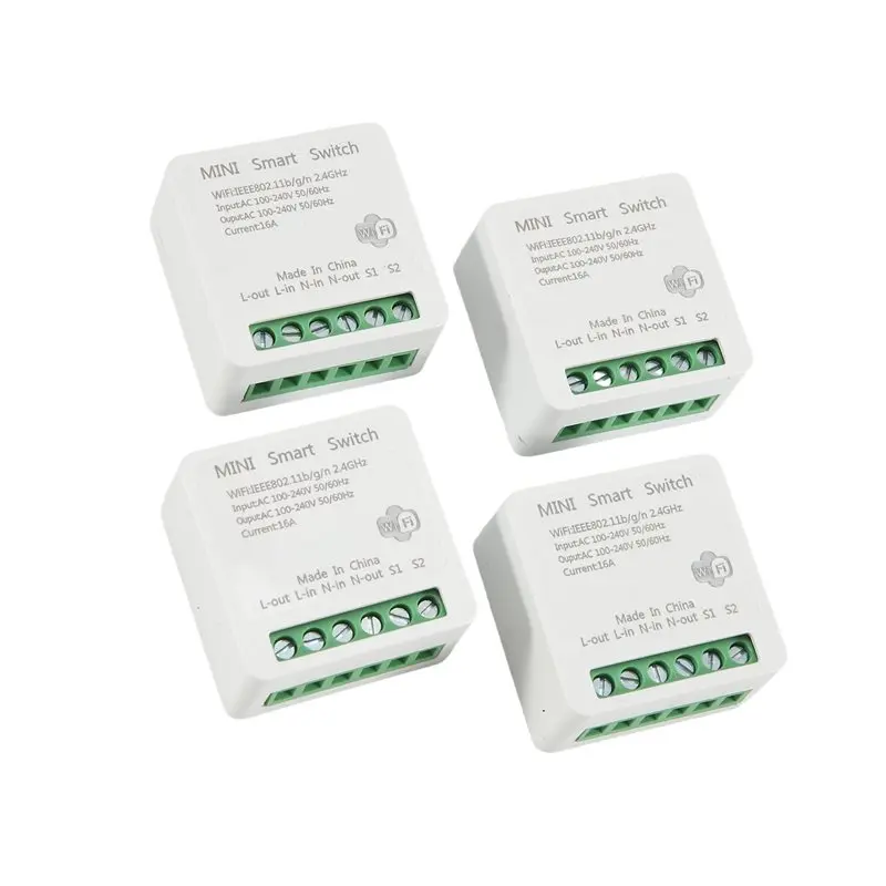 AT05-4PCS Wifi Smart Switch Light Switch, APP Remote Control, Voice Control, DIY Mode, Timer Function, LAN Control, 2 Way 16A