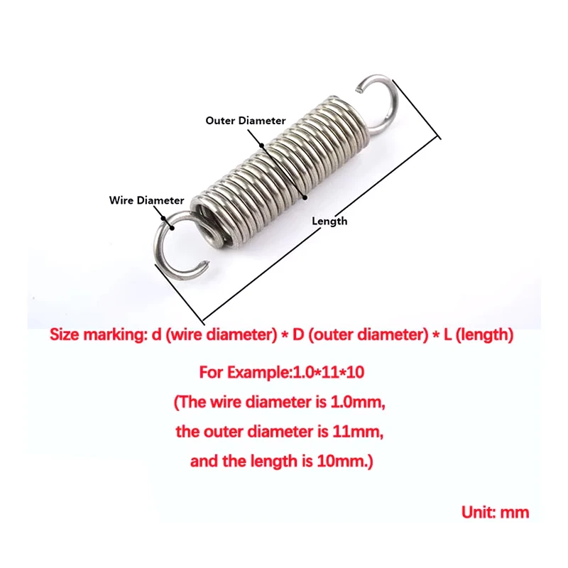 Drahtdurchmesser 1,2 mm Edelstahl-Spannungsfeder 304 S-Haken Rundhaken Spiralfeder Rückzugsfeder Metallfederdraht – Detail 1