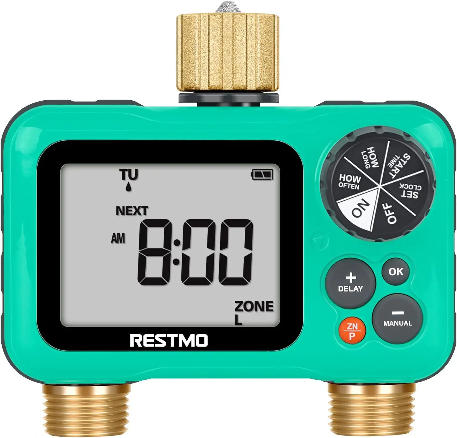 

Sprinkler Timer with Brass Inlet & Outlet, 3 Separate Programs Water Timer for Garden Hose, Manual/Rain Delay/Automatic W