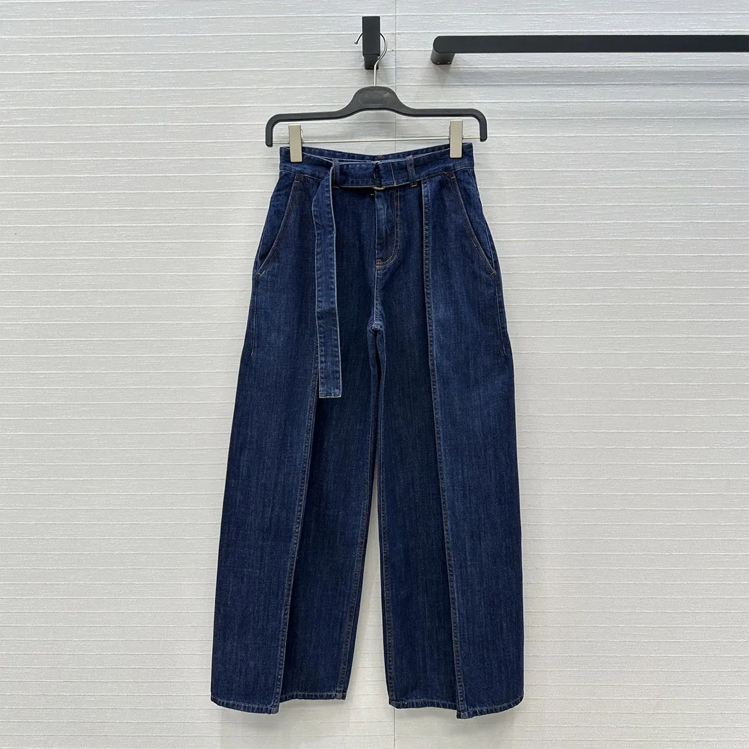 

Новые модные джинсы-клеш 2026 года, двухцветные, с высокой талией, с поясом, винтажные, повседневные, свободные, из денима