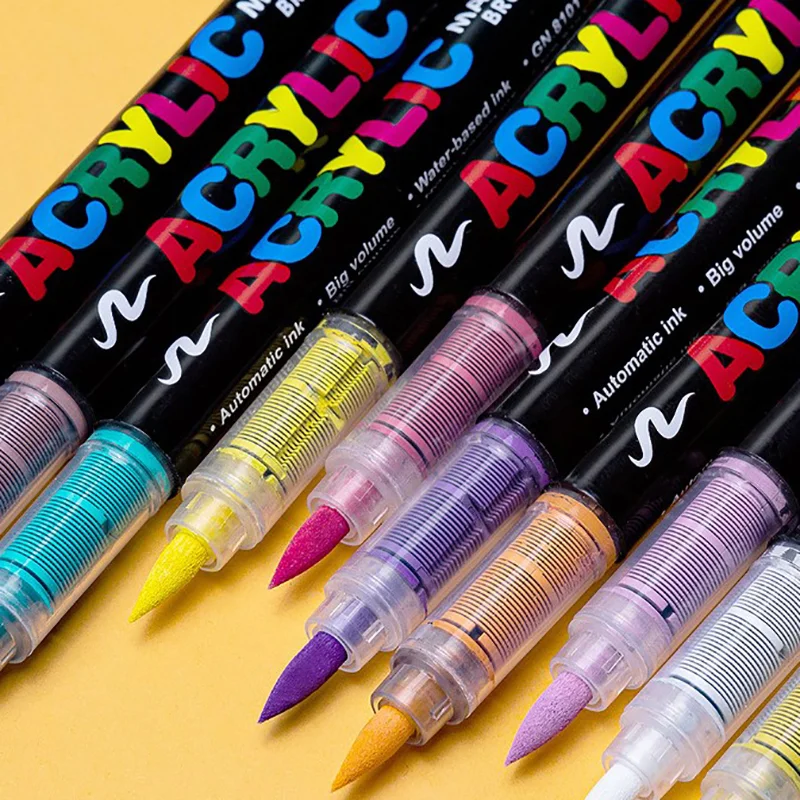 Direct Liquid Acrylic Marker Pen Paint Brush Pens Painting Stone Ceramic Glas Wood Canvas Making Drawing Graffiti Coloring Pen