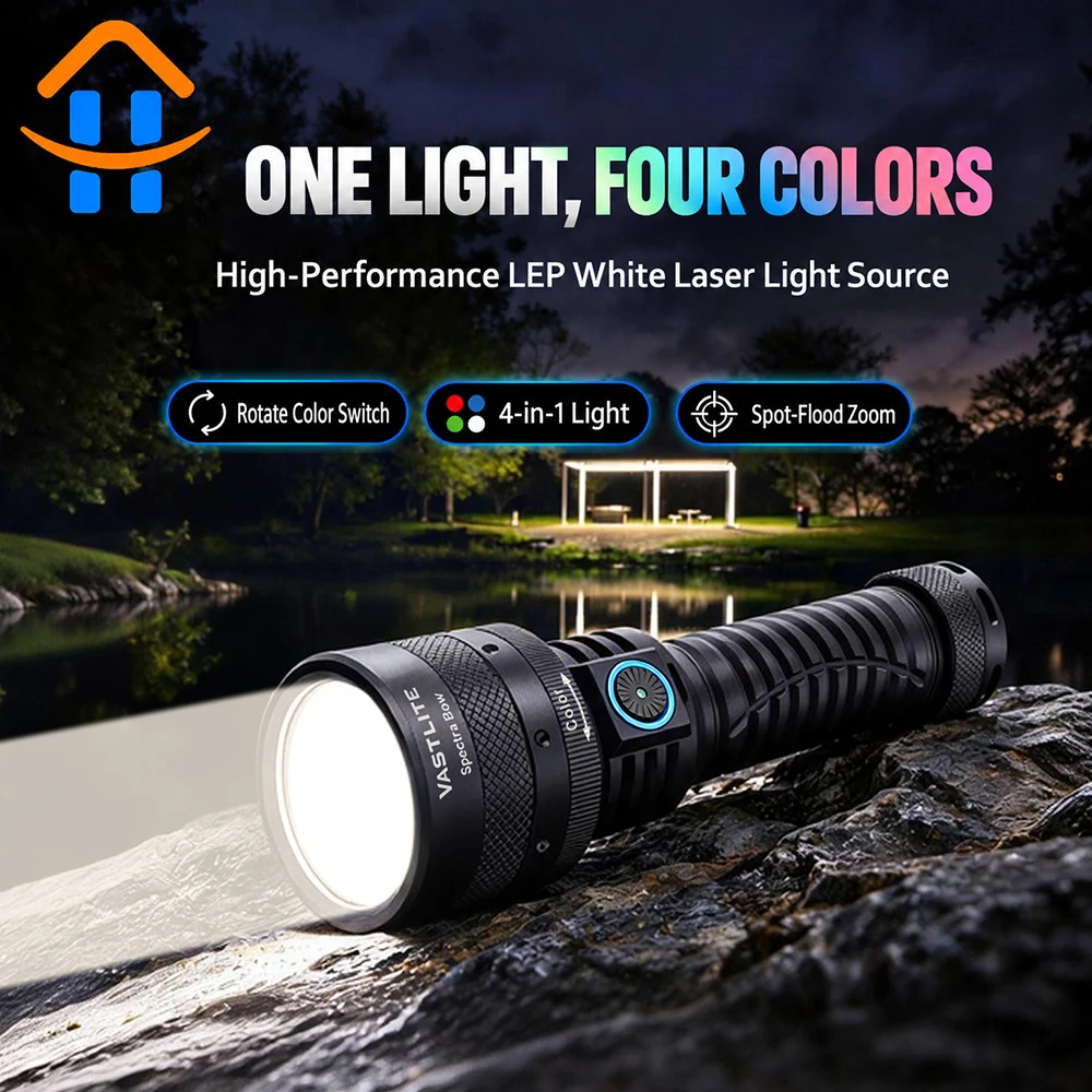 Vastlite Spectra Bow Multi-Color Zoomable LEP Flashlight 649000CD Long Range Torch Light Rechargeable Professional Search Light