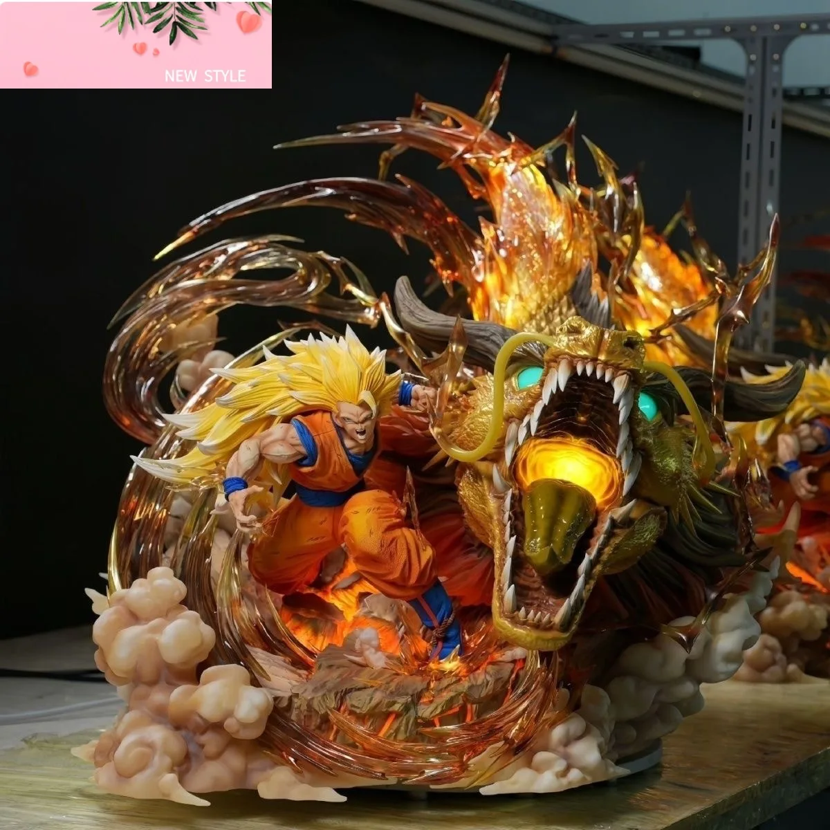 

28 см фигурки Dragon Ball Son Goku Shenron, фигурка Super Saiyan 3, модель из ПВХ, статуя, орнамент, кукла, украшение, коллекция игрушек, подарок