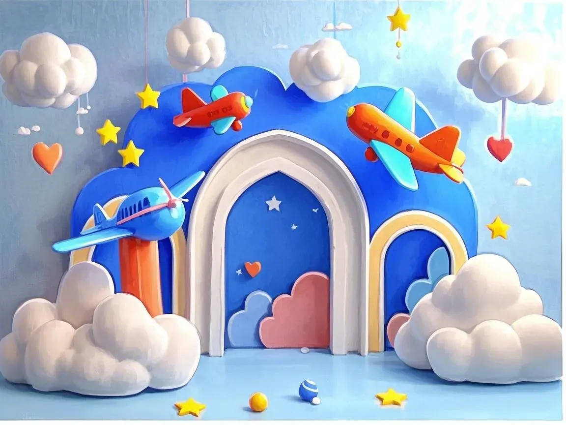 موضوع الطائرة عيد ميلاد التصوير خلفية الطيار مغامرة الطائرات الصبي حفلة عيد ميلاد استحمام الطفل صورة تبادل لاطلاق النار الخلفيات