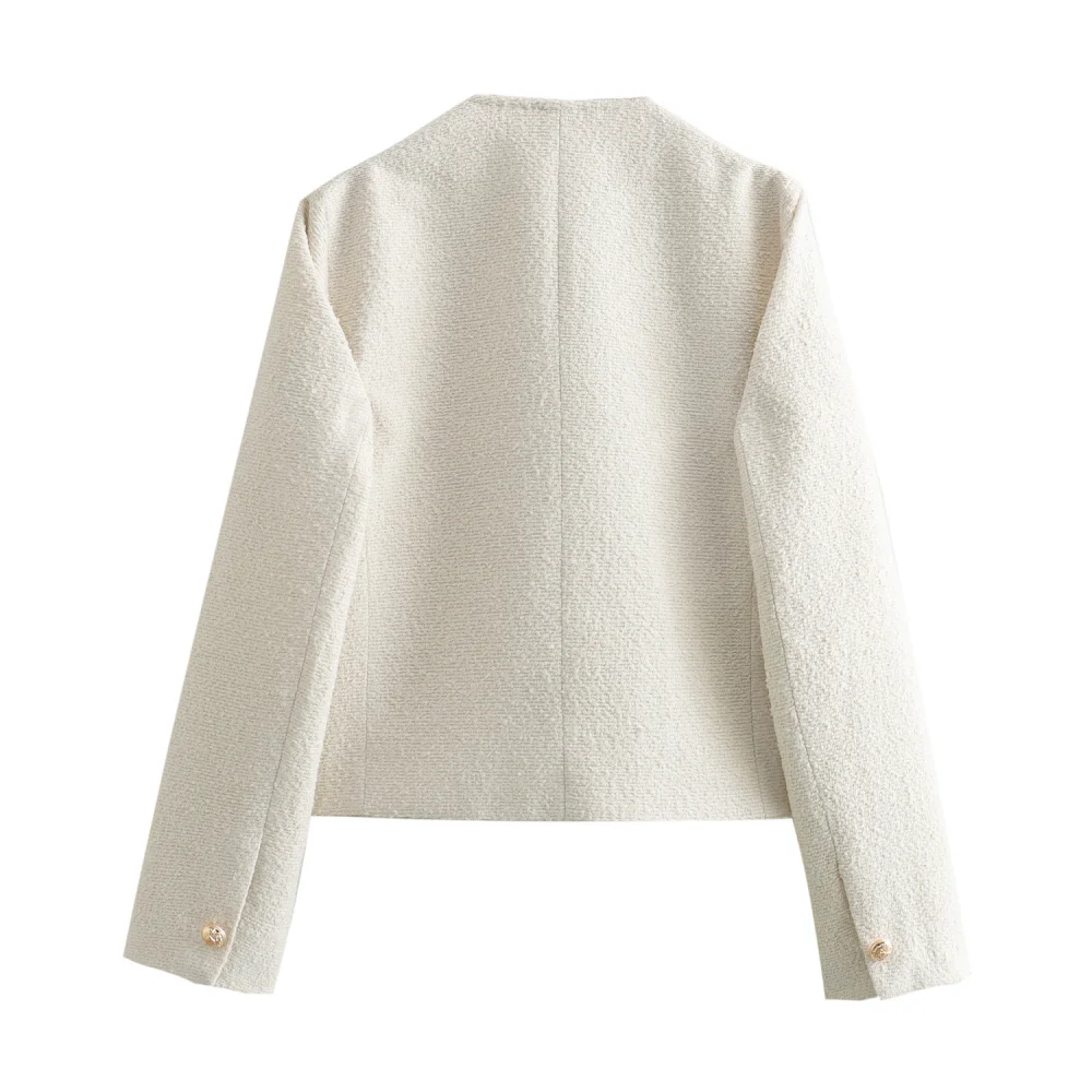 المرأة الملمس فضفاض أعلى جولة الرقبة طويلة الأكمام زر جيب الخريف / الشتاء نمط جديد معطف أنيق