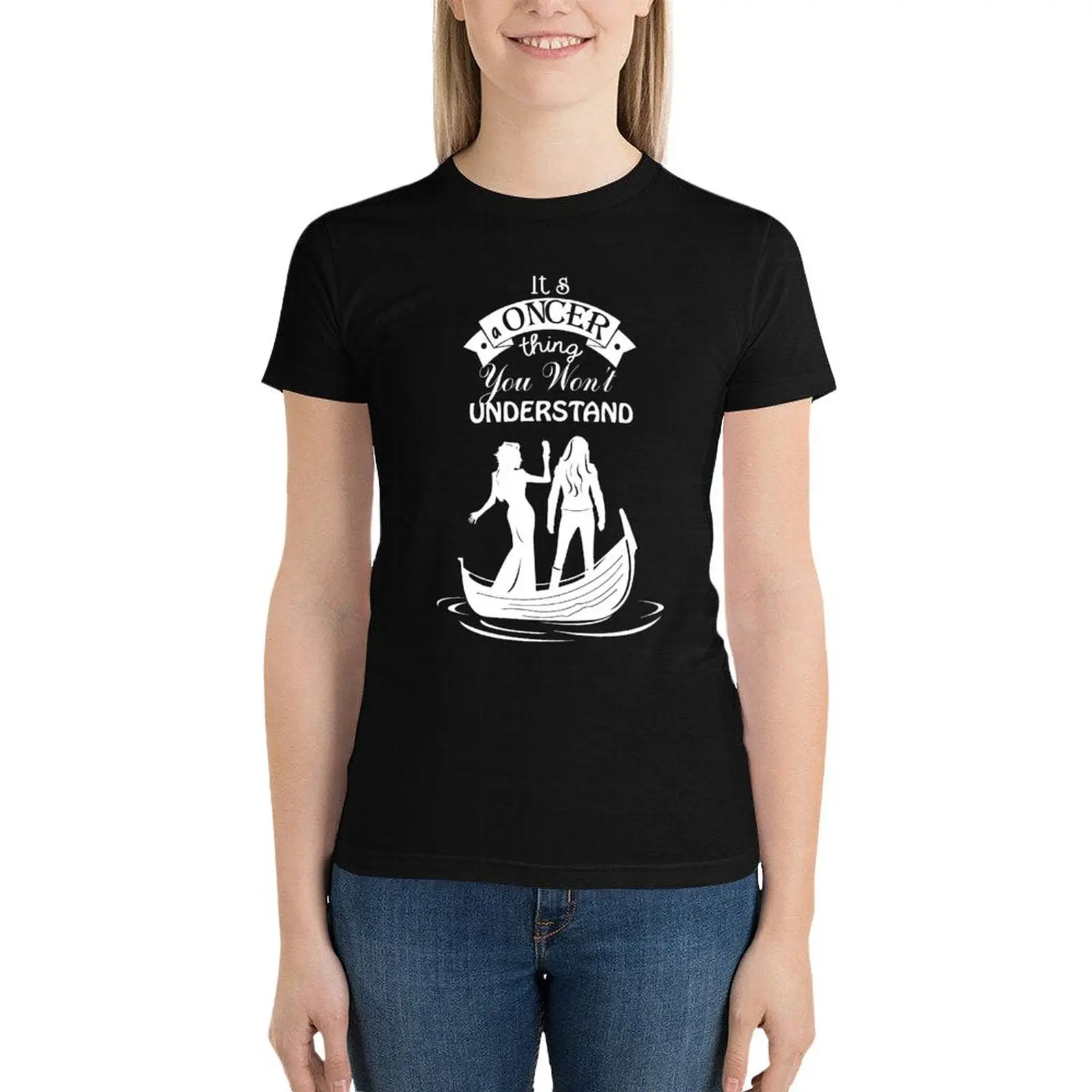 Swan Queen (b/w). Oncer Thing! T-Shirt tees plus size tops Female clothing black t-shirts for Women