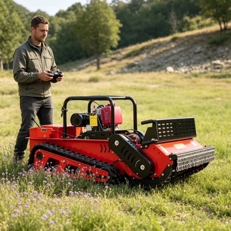 High Slope Adaptable Track Mower Stable Running Performance Customized Blade Specification Diesel Grass Cutting Machine