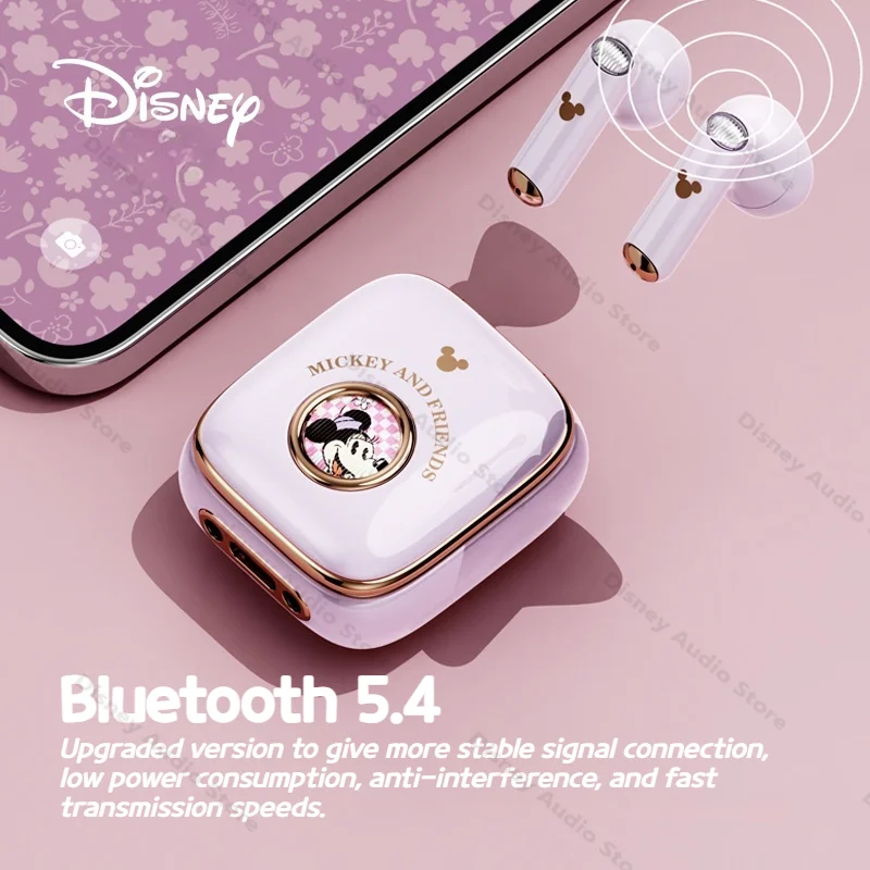 Disney-auriculares inalámbricos Q7 de Mickey y Minnie, audífonos internos TWS con cápsula espacial, Bluetooth 5,2, tipo C, con cancelación de ruido