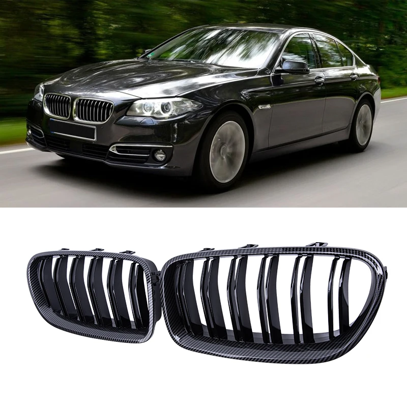 

Car Carbon Fiber Front Kidney Grille Grill Double Salt Grilles Accessories For BMW F10 F11 F18 5-Series 523i 525i 530i 2010-2017