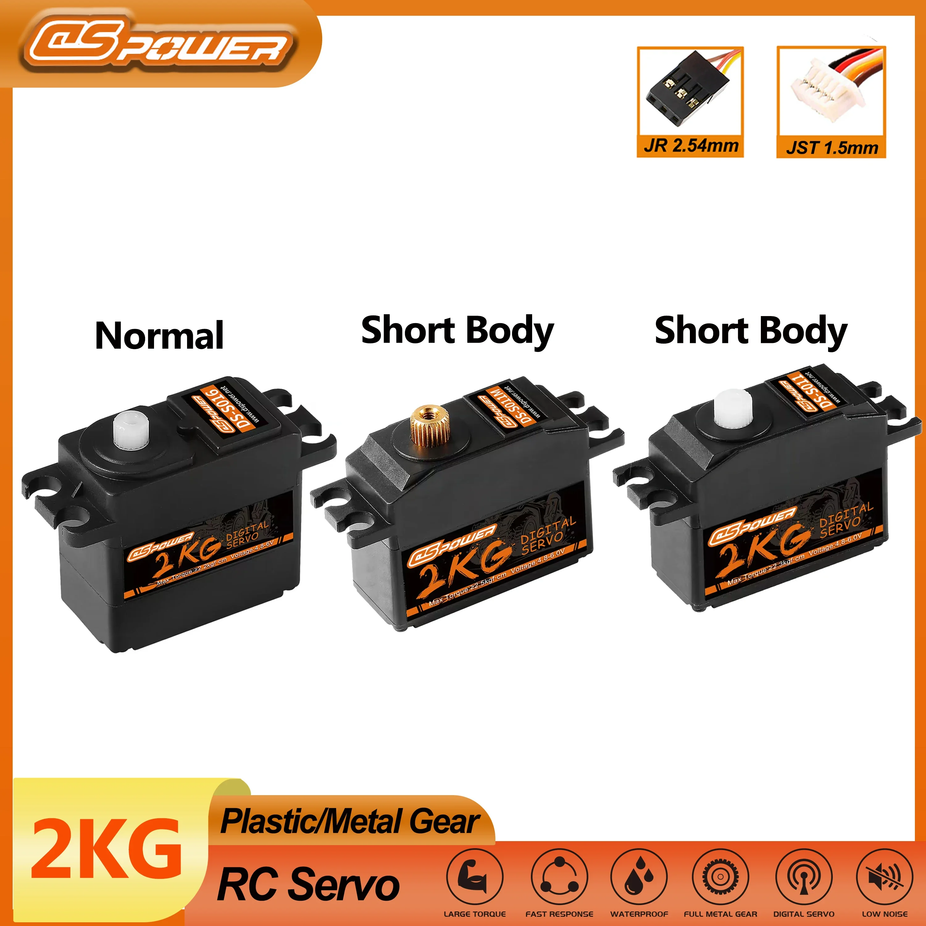 DSpower 2kg RC Micro Servo 4.2KG Waterproof Plastic/Metal Gear Servo for 1/18 1/16 Hyper Go E-Revo 144001 C24 D12 MN99S MN86