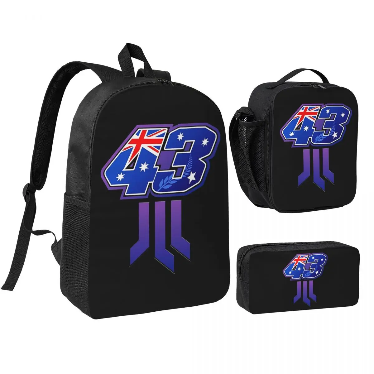 Jack Miller Number 43 Backpack Student BookBag School Bag Shoulder Bags 3ps Insulated Lunch Bag Pencil Case