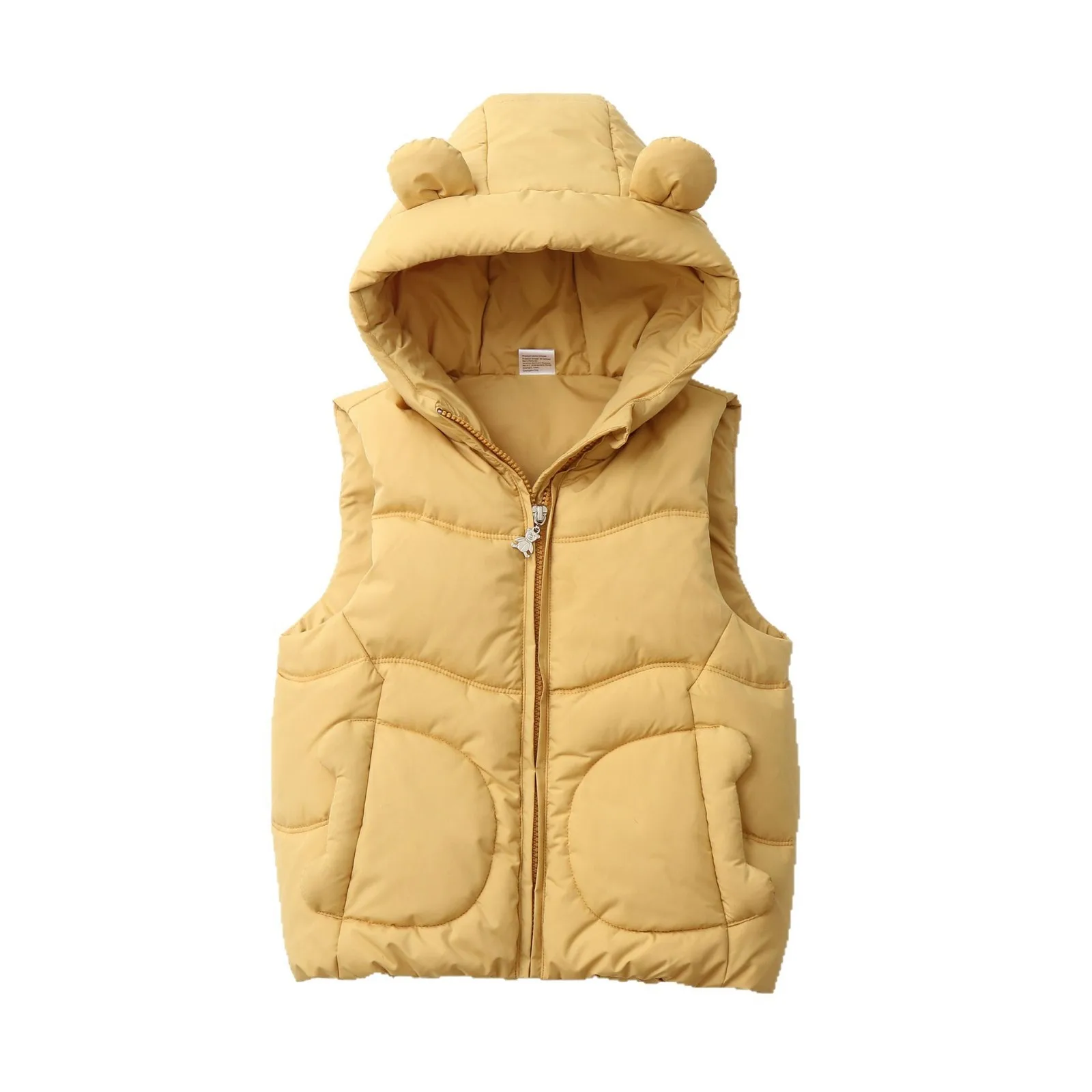 Candy Colour Hooded Cotton Boys and Girls Vest Children's Cotton Vest Fashionable Hundred 2025 Children's Clothing